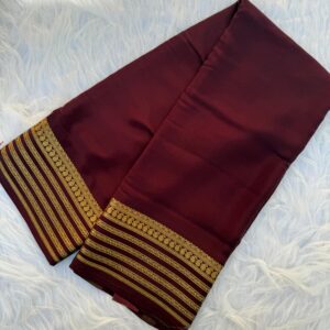 pure mysore silk crape 120gsm. brown with strip border