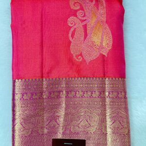 pure kanchipuram paisely butta design (rani pink)