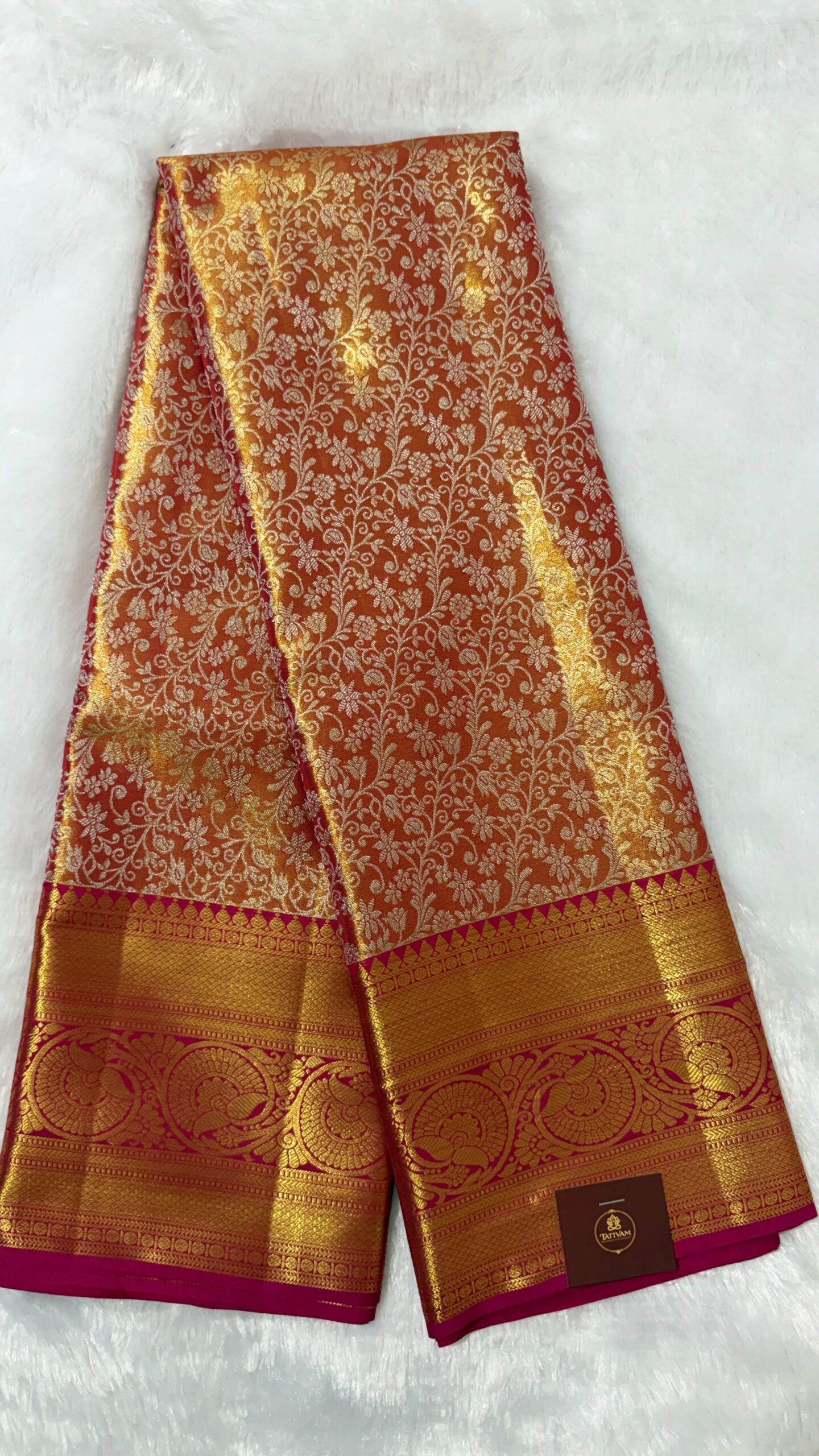 handloom pure kanchi silk tissue (red)