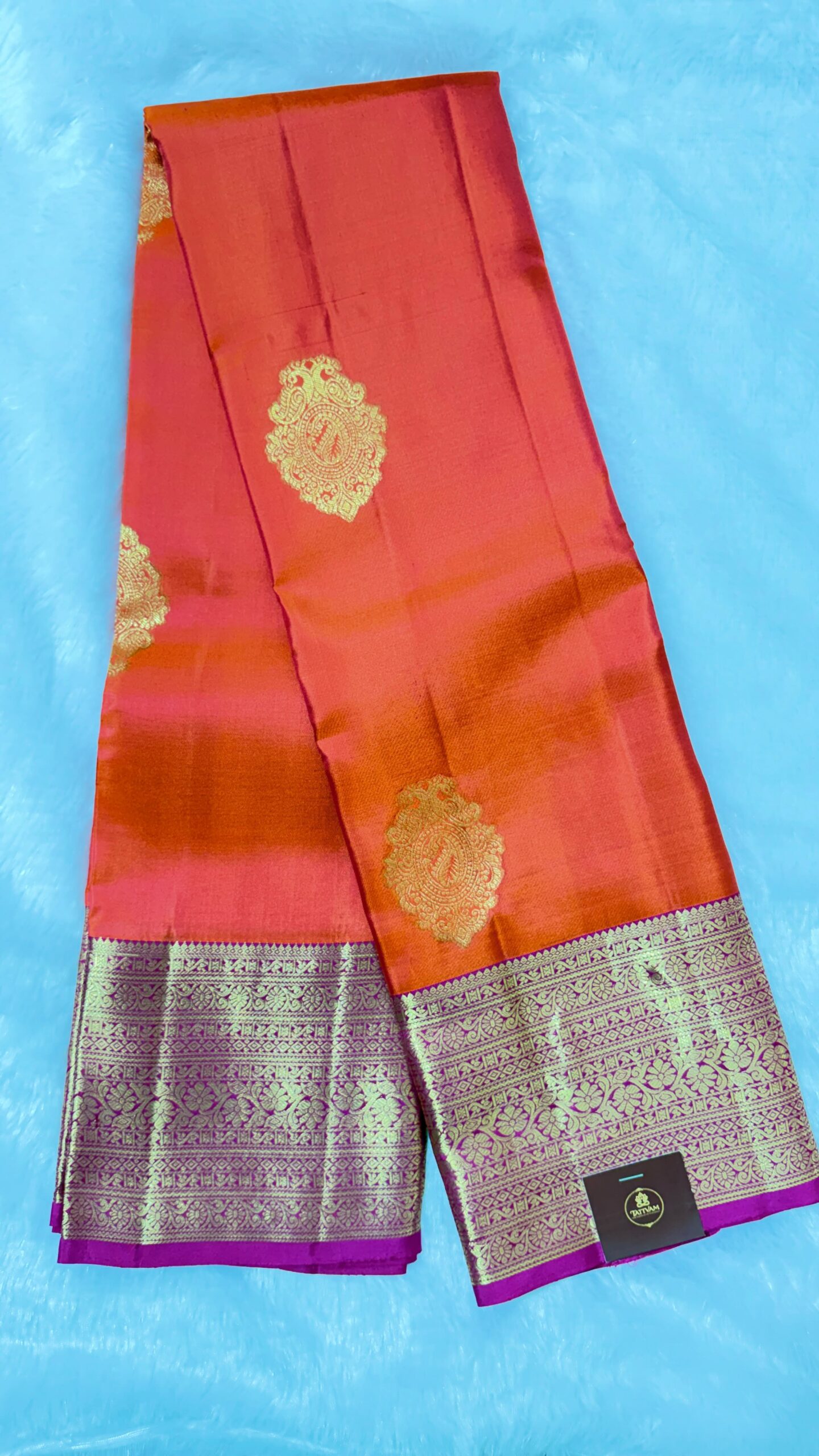pure kanchipuram paisely butta design (orange)