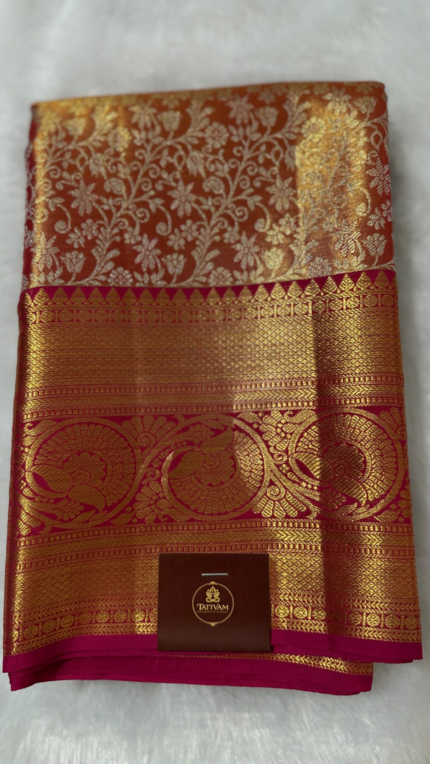 handloom pure kanchi silk tissue (red)
