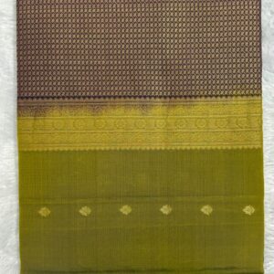 Pure Kanchi Soft silk (Olive green with Purple border)