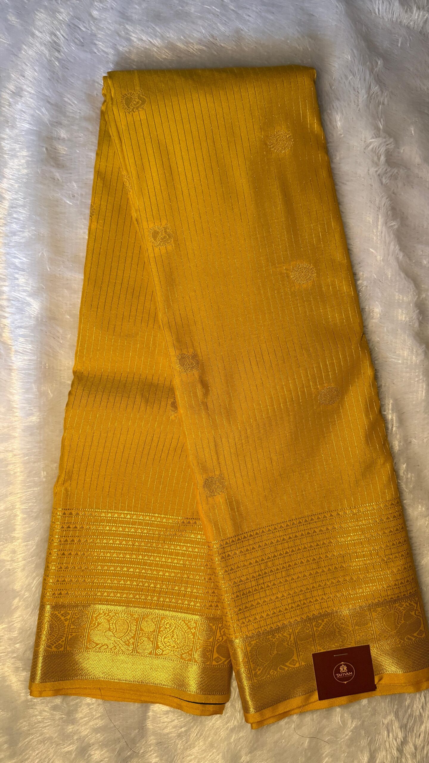 Semi Kanchi Silk (Golden yellow) - Image 3